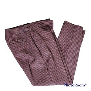 Talbots Heritage Career Red Blue Checkered Dots Pattern Pants- Size 8